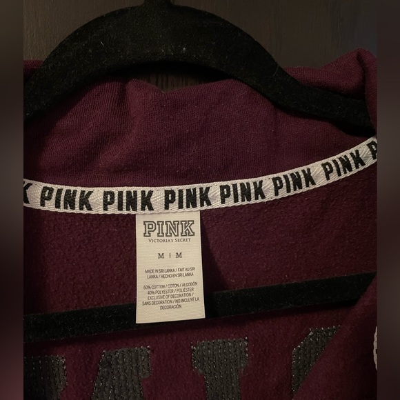 PINK Maroon Sequin Quarter Zip - Picture 3 of 3